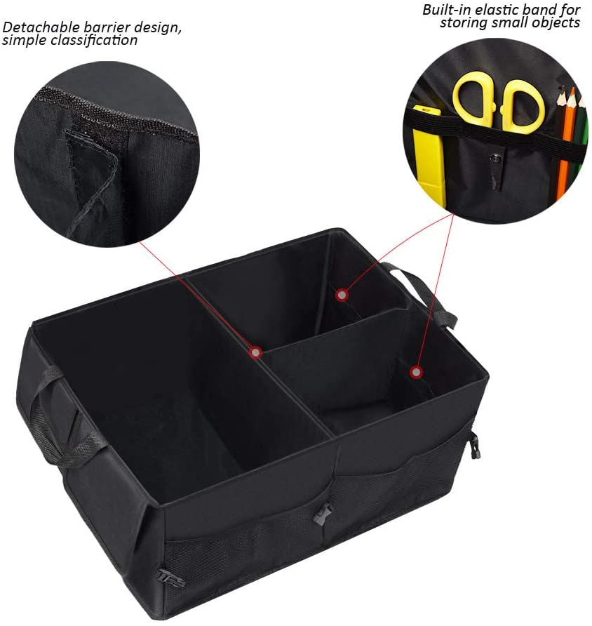 Car Trunk Organizer, Trunk Organizer for SUV, 8 Pocket Backseat Trunk Organizer, Waterproof, Dust-Proof, Durable Foldable Cargo Net Storage for More Trunk Space with Adjustable Straps, Black