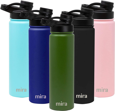 MIRA 24 oz Stainless Steel Water Bottle - Hydro Vacuum Insulated Metal Thermos Flask Keeps Cold for 24 Hours, Hot for 12 Hours - BPA-Free Spout Lid Cap - Olive Green