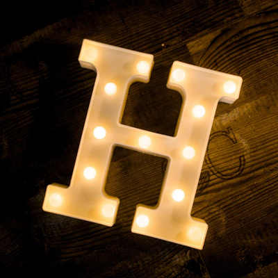 Foaky LED Letter Lights Sign Light Up Letters Sign for Night Light Wedding/Birthday Party Battery Powered Christmas Lamp Home Bar Decoration(H)