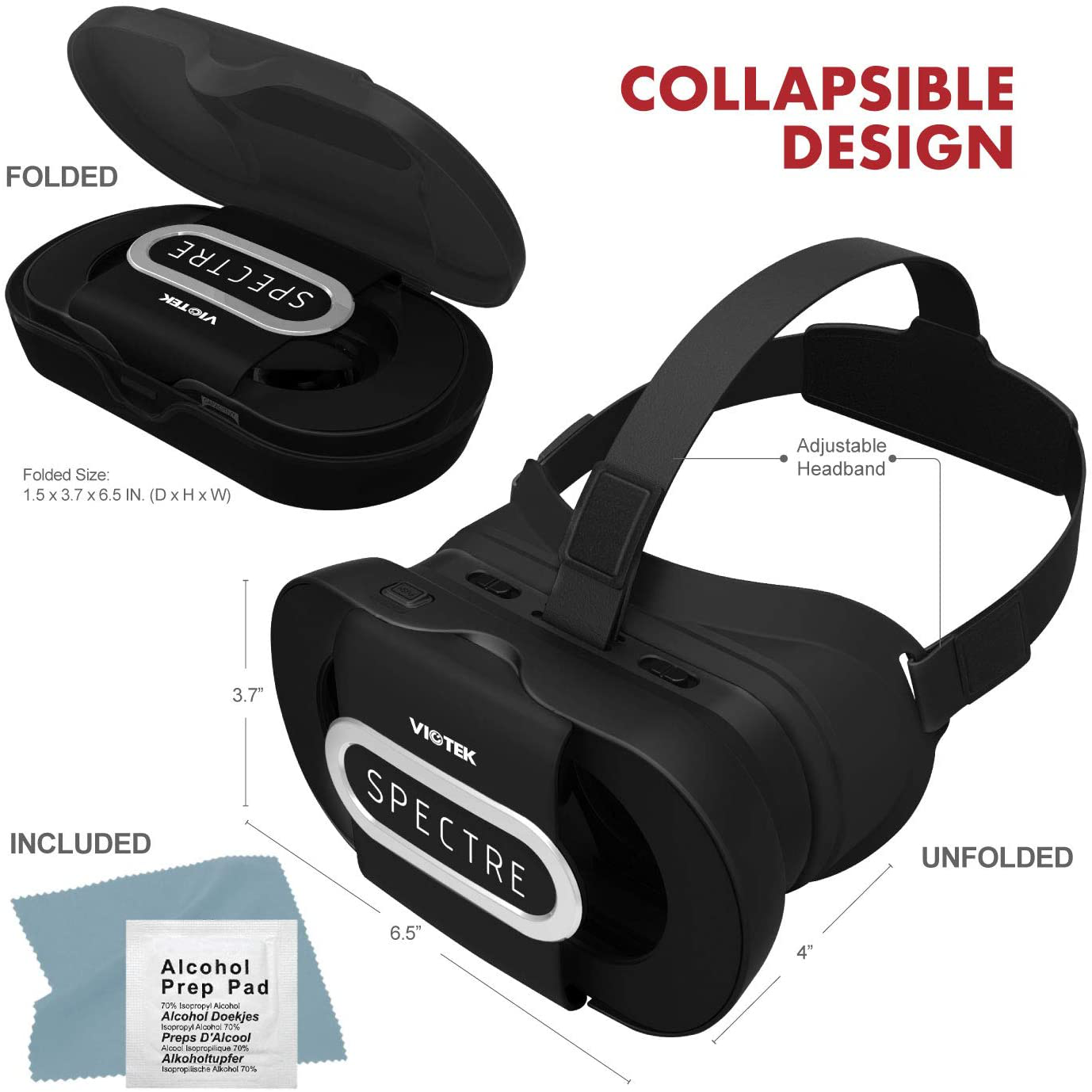 Foldable, Lightweight & Comfortable  VR Headset for Smartphones (4.5 to 6 Inches)