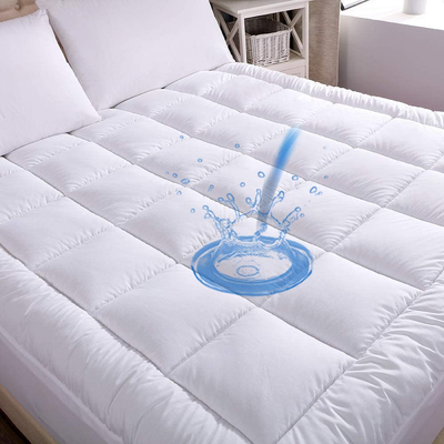 WhatsBedding Waterproof Mattress Pad Twin Size Cotton Top Down Alternative Filling Pillowtop Mattress Topper Cover-Fitted Quilted (Waterproof Twin)