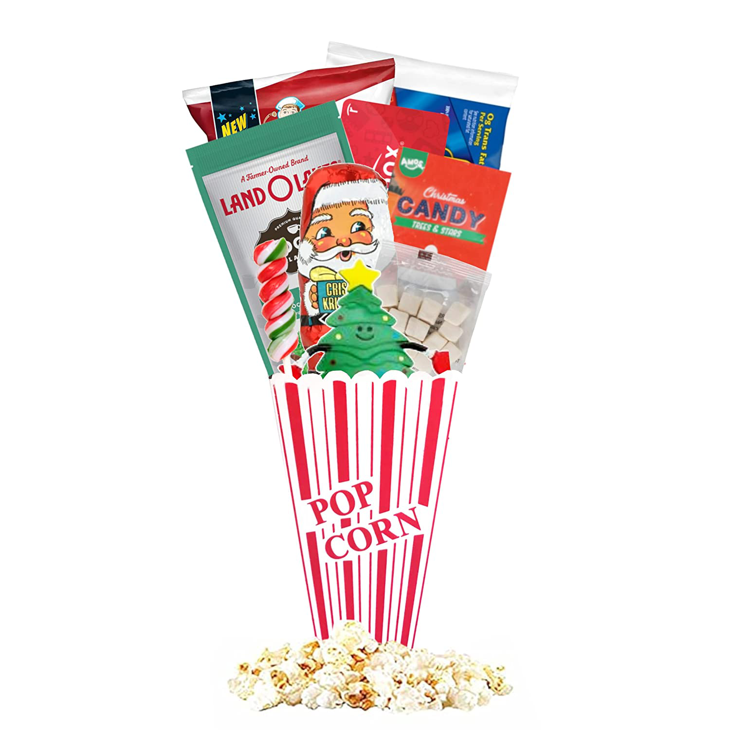 Christmas Redbox Movie Night Gift Baskets with Popcorn, Candy and Redbox Gift Card Movie Rental for College Students, Teens, Men, Kids, Date Night (Santa'S Reindeer)