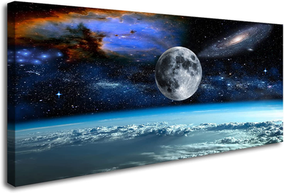 XXMWallArtFC2562 Space View from Earth Space Canvas Wall Art Landscape Modern Decor Canvas Wall Art Painting Decor Abstract Canvas for Living Room Bedroom Kitchen Home and Office Wall Decor