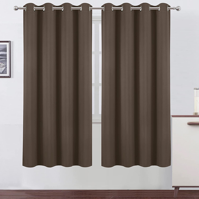 LEMOMO Chocolate Brown Thermal Blackout Curtains/52 x 72 Inch/Set of 2 Panels Room Darkening Curtains for Bedroom