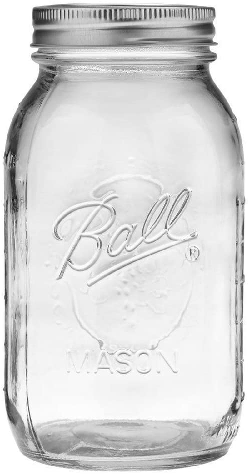 Ball Regular Mouth Quart, Mason Jar with Lid and Band, 16-Ounces, (1-Unit) Clear