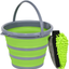 GreatCool Car Wash Collapsible Bucket with 3-in-1 Car Wash Mitt, Coral Velvet + Weave + Chenille Microfiber Glove Sponge, 10L (2.6 Gallon) Portable Folding Basin Pail for Car Household Cleaning