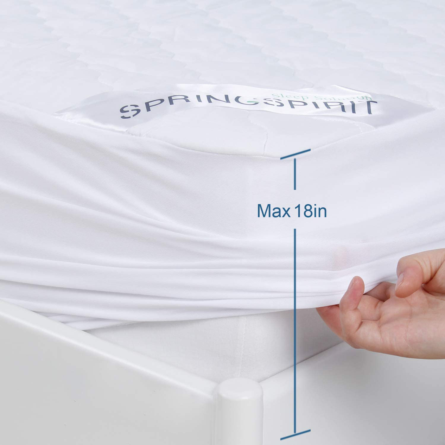 SPRINGSPIRIT Mattress Protector Twin Size, Quilted Fitted Waterproof Twin Mattress Pad Cover with Ultra Soft & Aborsbent Surface, Mattress Topper Stain Protection Deep Pocket Strethes up to 18" Depth