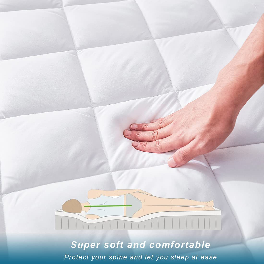 Uraclaire Mattress Topper Cover with 8-21'' Deep Pocket,Cooling Mattress Pad ,Ultra Soft Quilted Fitted Breathable Fluffy Microfiber Mattress Protector(Full)