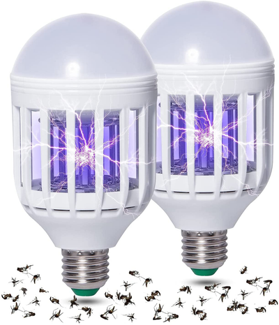 2 Pack Bug Zapper Light Bulbs, 2 in 1 Mosquito Killer Lamp, UV LED Bulb Zapper for Patio and Indoor