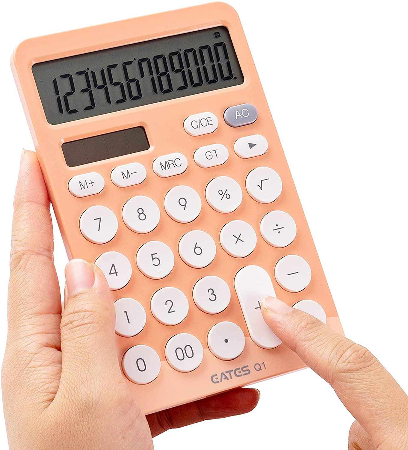 JAWOO Desk Calculator, 12 Digit Desktop Basic Jumbo Adding Machine Accounting Simple Calculators with Large Display Big Button, Solar and Battery Dual Power for Office, Home, School (DS-200ml)