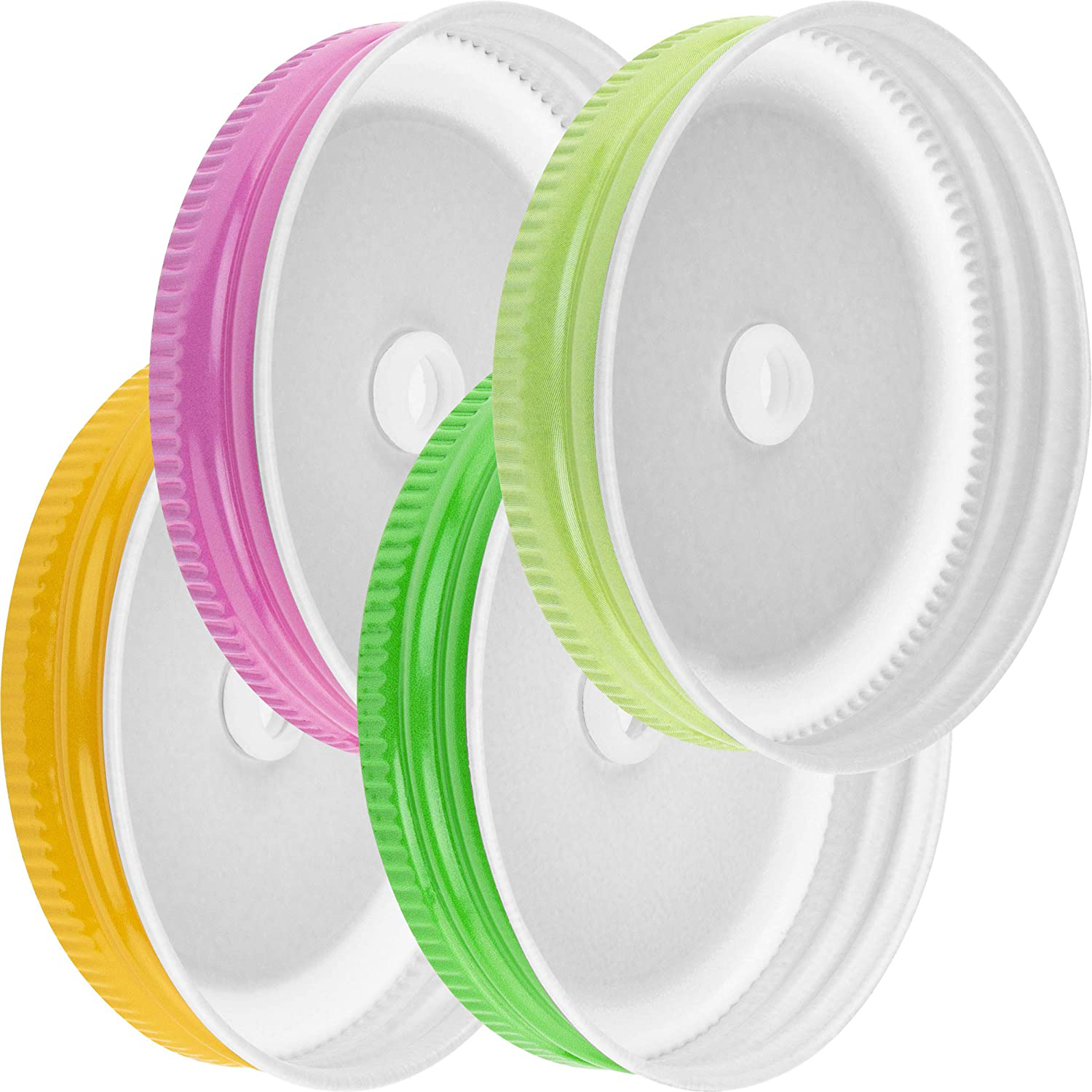 Multicolored Skull Mason Jar Lids w/ Hole for Straws, Set of 4 - Southern Homewares - For Fiestas, Parties, Cinco De Mayo