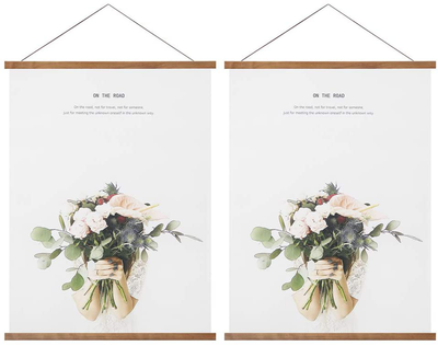 Miaowater 2 Pack Poster Frame,10x14 10x20 10x13 Magnetic Light Wood Wooden Frames Hanger for Photo Picture Art Canvas Print Artwork Wall Hanging Teak Wood 10''