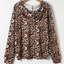 SheIn Women's Plus Leopard Print Drawstring Hoodie Long Sleeve Pullover Sweatshirt