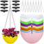 8 Pack 8 Inches Hanging Planter Garden Flower Pots Hanging Planter Basket for Indoor Outdoor Plants with Drain Holes, Multicolor