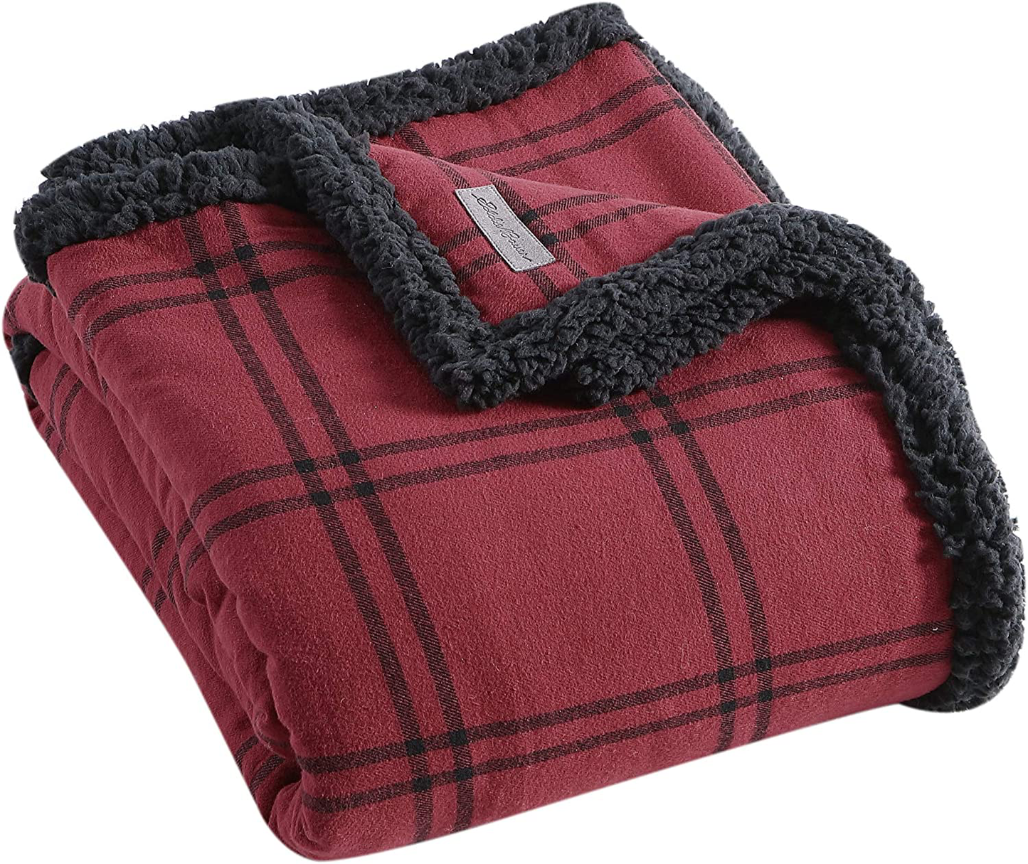 Eddie Bauer Home Plush Sherpa Fleece Throw Soft & Cozy Reversible Blanket, Ideal for Travel, Camping, & Home
