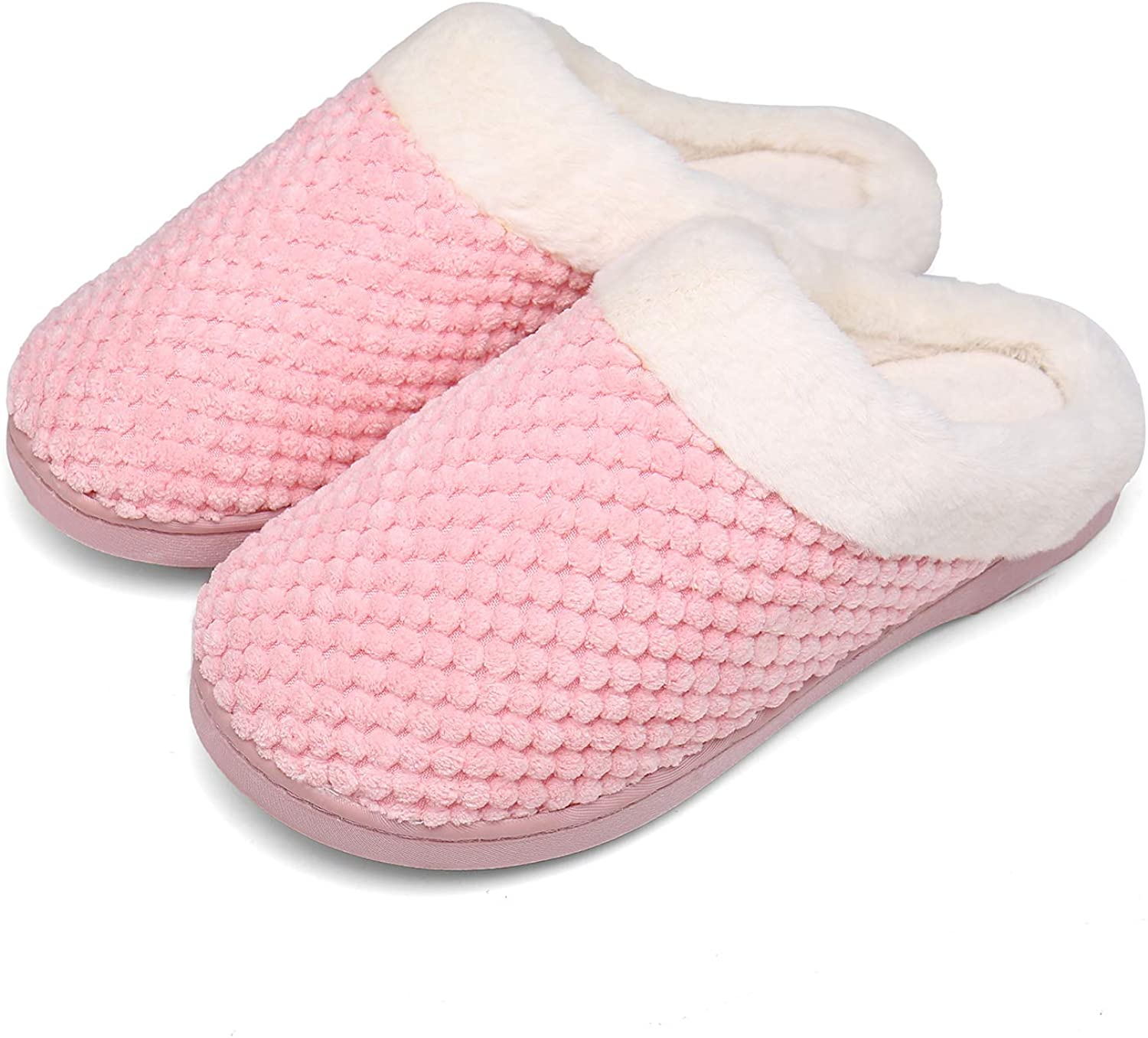 Mishansha Unisex Memory Foam Cotton Slippers with Fuzzy Plush Lining Slip on Clog House Shoes for Men/Women