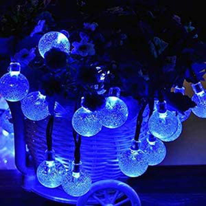 2-Pack Solar String Lights 23.3FT 30 LED Crystal Globe Lights with 8 Modes, Solar Powered Waterproof Fairy Lights for Outdoor Garden Patio Backyard Xmas Holiday Party Decor, Warm White