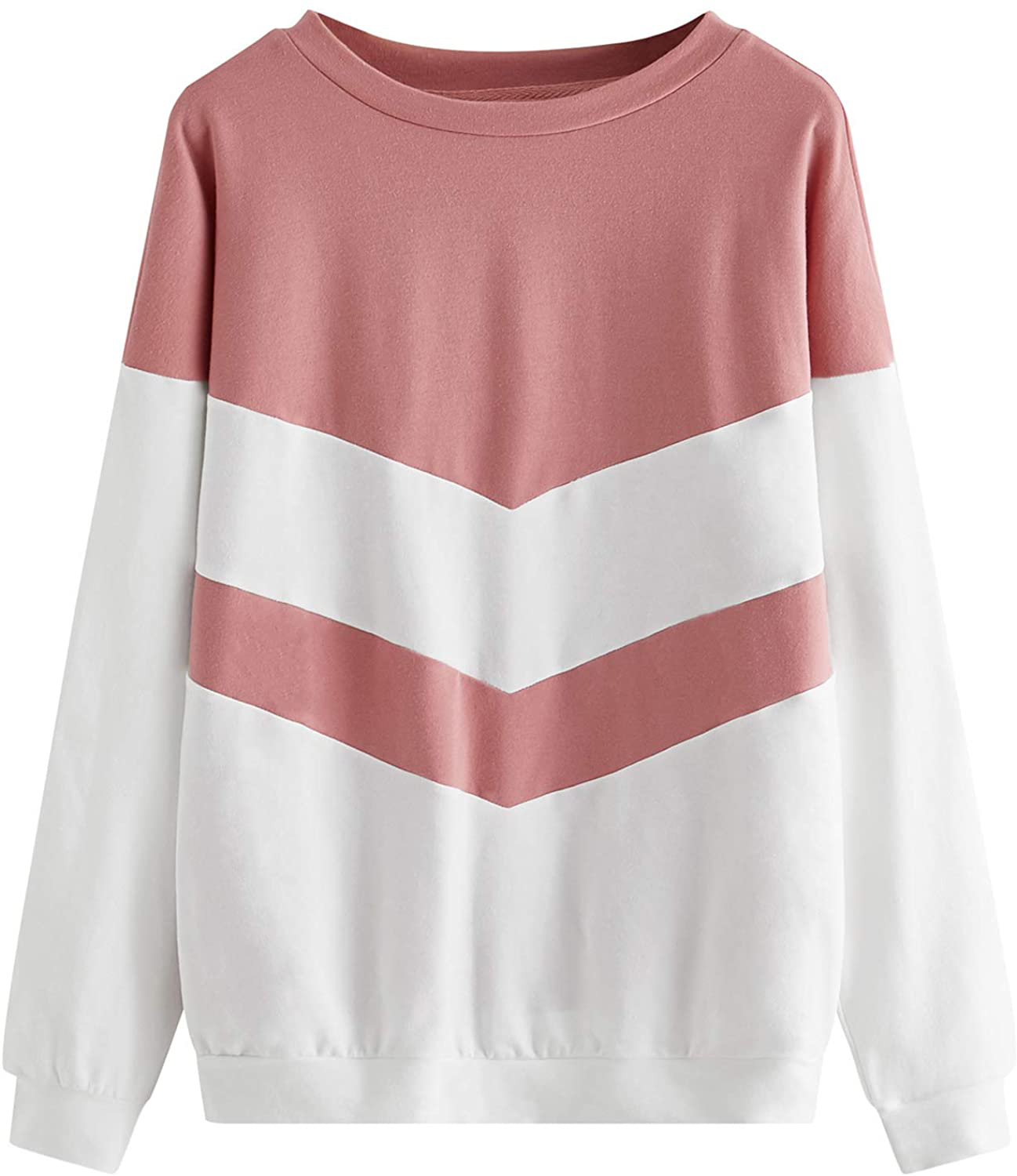 SweatyRocks Women's Casual Sweatshirts Crewneck Long Sleeve Color Block Sweatshirt Pullover Tops