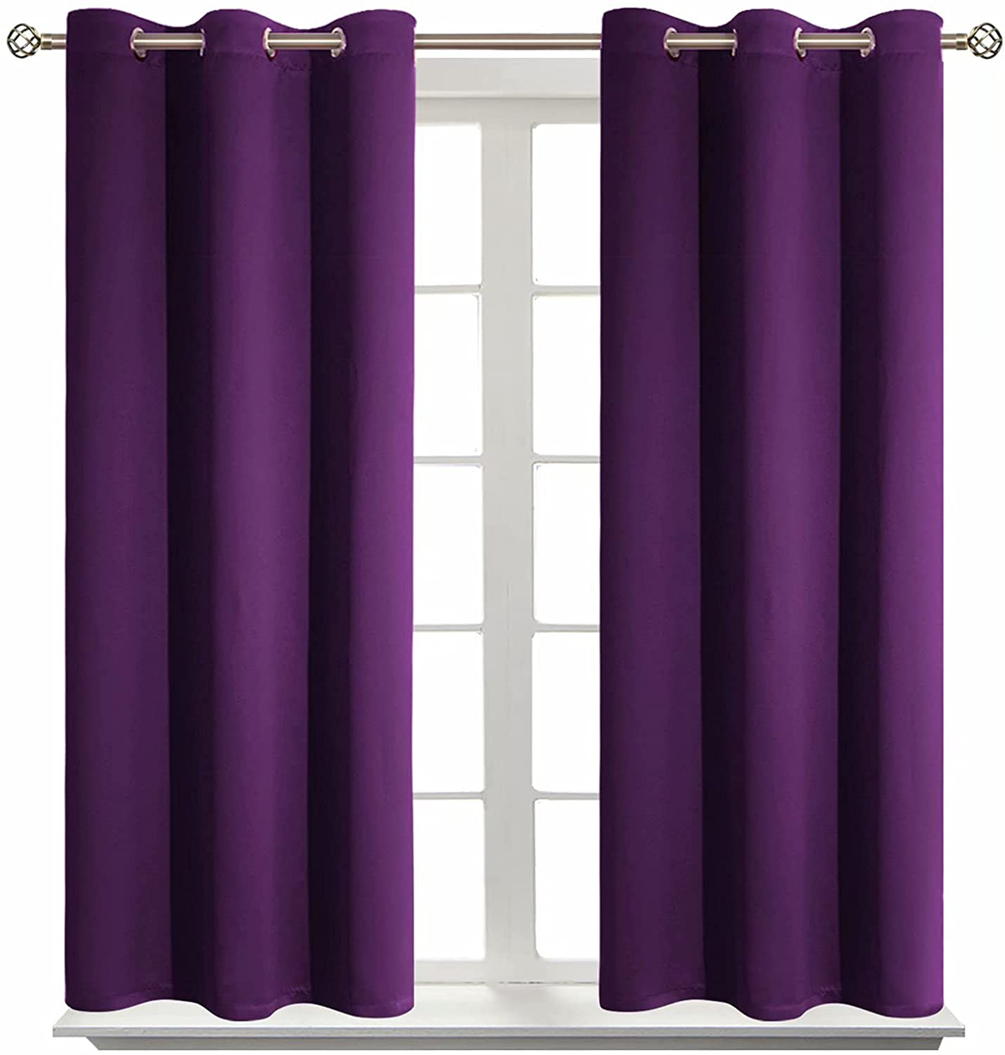 BGment Blackout Curtains - Grommet Thermal Insulated Room Darkening Bedroom and Living Room Curtain, Set of 2 Panels (38 x 45 Inch, Purple)