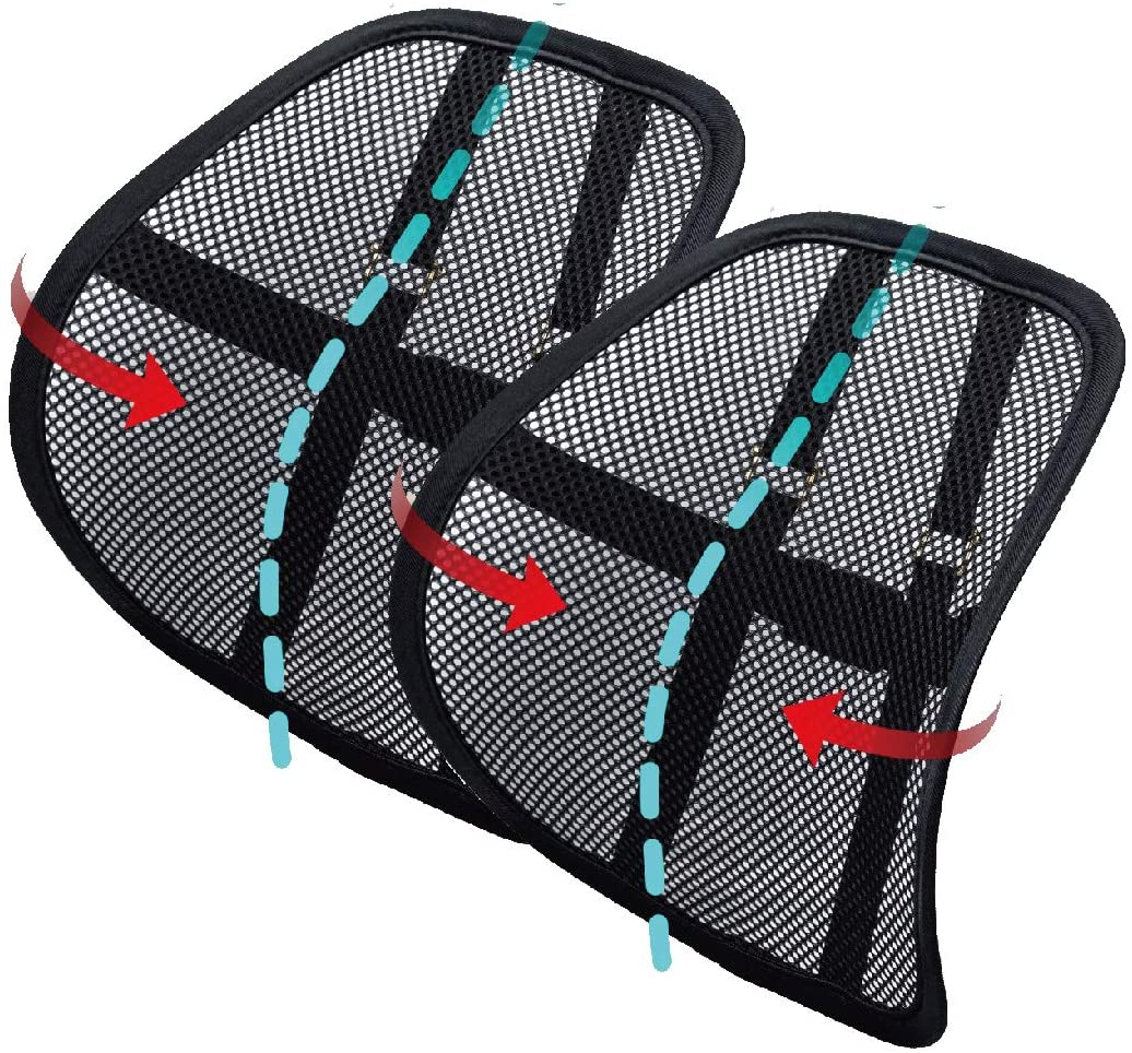 Lumbar Support, Car Lumbar Support with Double Breathable Mesh, Back Lumbar Support for Car and Office Chair ( Black 2 Pack)
