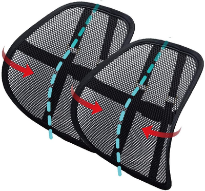 Lumbar Support, Car Lumbar Support with Double Breathable Mesh, Back Lumbar Support for Car and Office Chair ( Black 2 Pack)