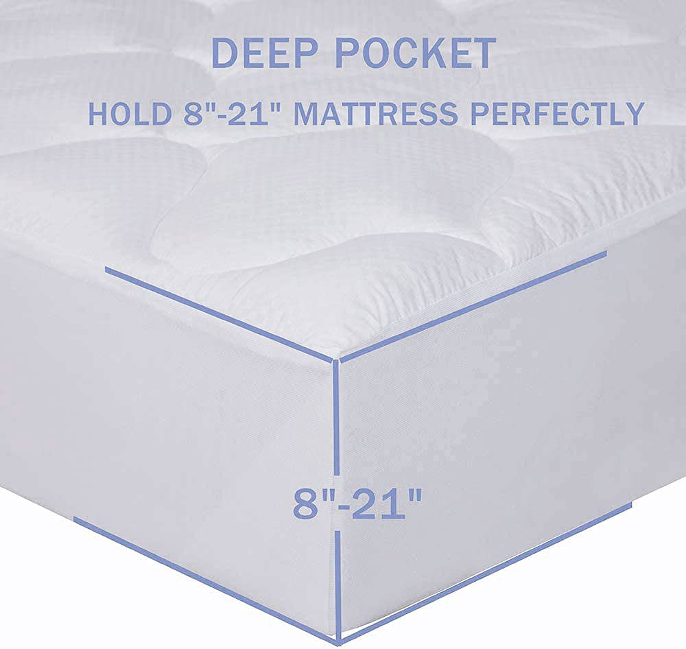 King Size Mattress Pad Pillow Top Mattress Cover 8-21 Deep Pocket Cooling Bed Topper Protector Elastic Fitted