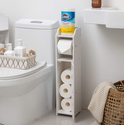 Bathroom Storage Cabinet Bath Tissue Holder with Toilet Paper Holder Insert, Tiny Nightstand for Small Spaces