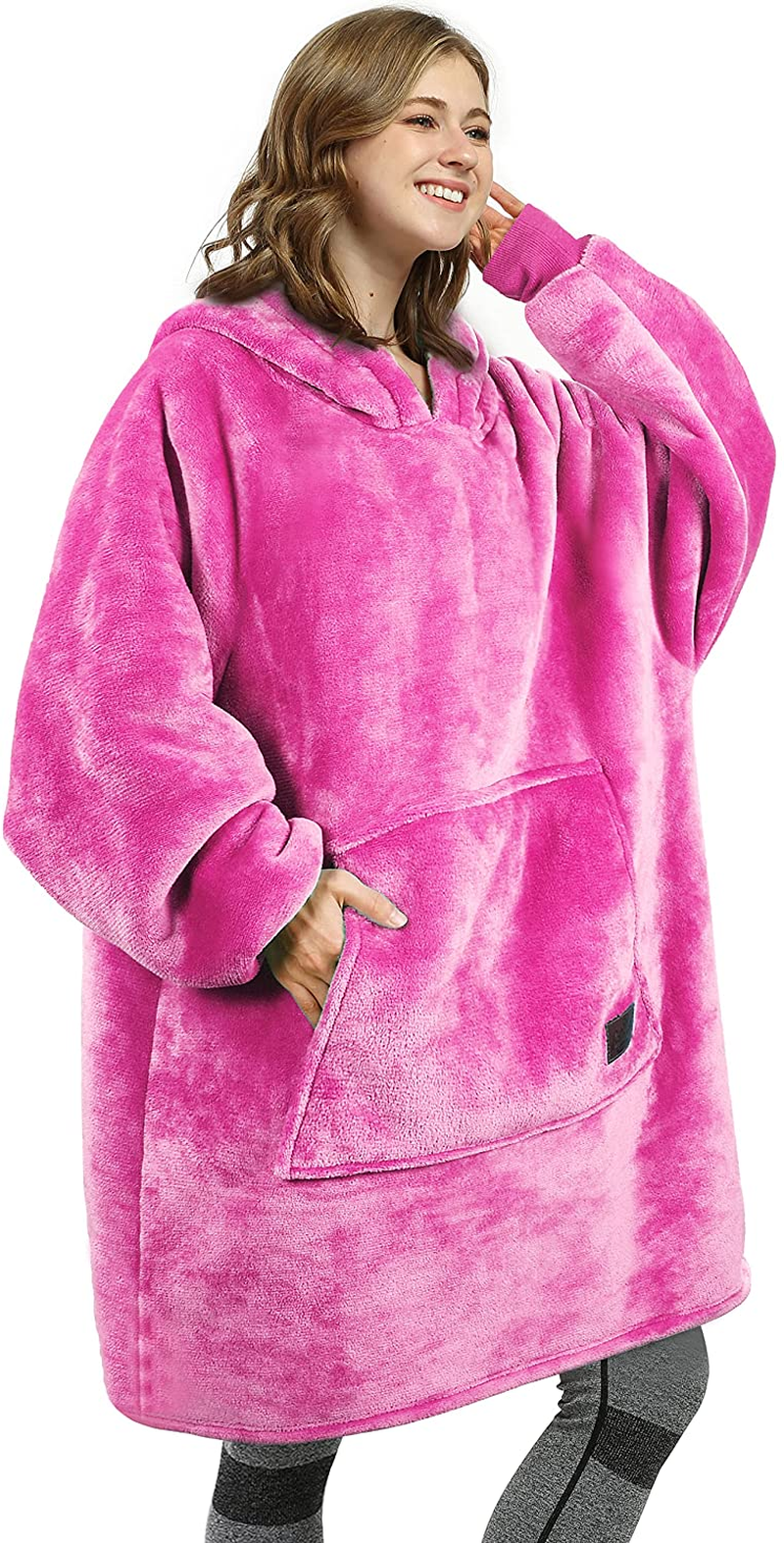 Oversized Wearable Blanket Hoodie Sweatshirt, Comfortable Sherpa Lounging Pullover for Adults