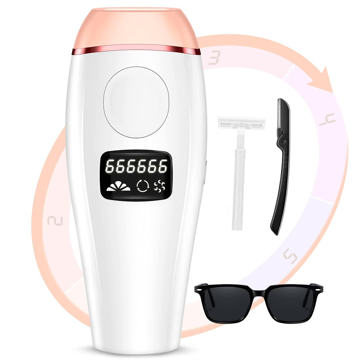 Permanent IPL Hair Removal for Women, Painless 666,666 Flashes Hair Removal Device, 2 Flash Modes & 5 Energy Levels for Facial, up Lip, Legs, Arms, Armpits, Body, Bikini