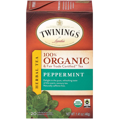 Twinings of London Organic and Fair Trade Certified Peppermint Tea Bags, 20 Count (Pack of 6)