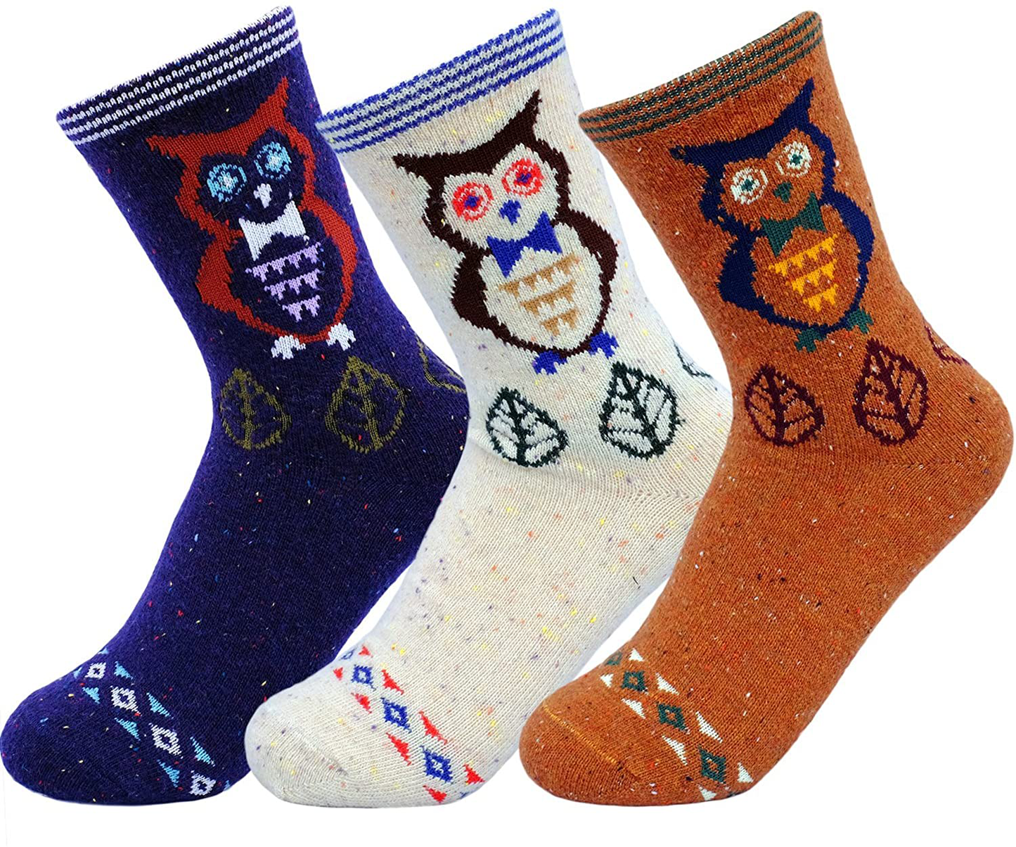 JOYCA & Co. 3-5 Pairs Womens Multicolor Fashion Warm Wool Cotton Thick Winter Crew Socks