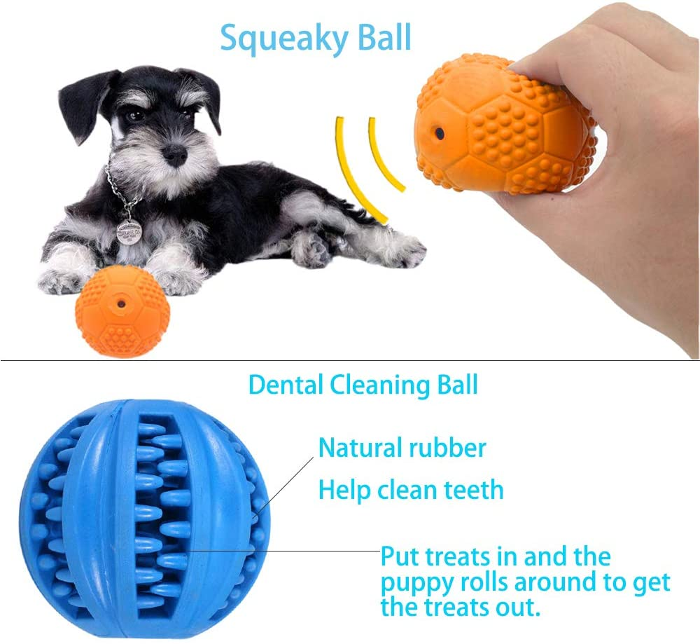 4 Pack Puppy Balls, Puppy Teething Ball, Dog Chew Toy Durable, Squeaky Ball for Small Dog, Rubber Ball, Puppy Teething Toy, Puppy Supplies