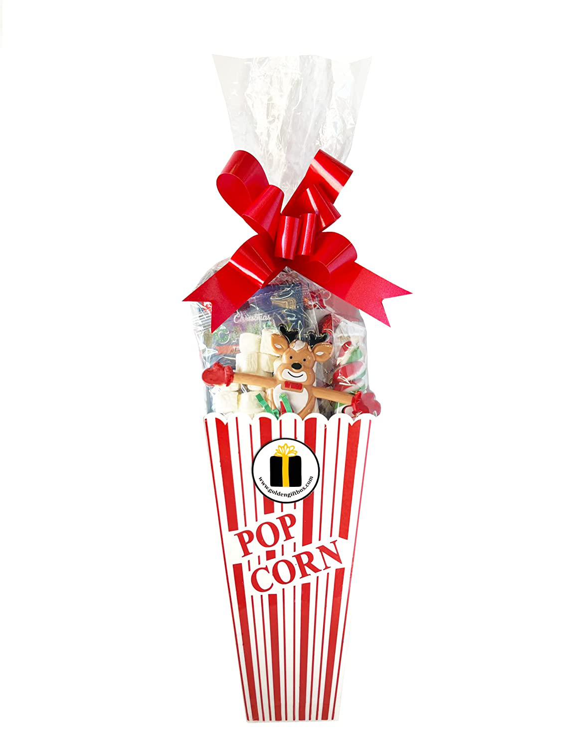 Christmas Redbox Movie Night Gift Baskets with Popcorn, Candy and Redbox Gift Card Movie Rental for College Students, Teens, Men, Kids, Date Night (Santa'S Reindeer)