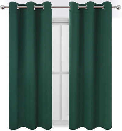 LEMOMO Dark Green Bedroom Blackout Curtains/38 x 63 Inch Long/Set of 2 Curtain Panels/Thermal Insulated Room Darkening Curtains for Bedroom