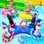 Inflatable Pool Ring Toss Games, Flamingo Pool Games Shark Pool Toys with 6Pcs Rings, Pool Ring Toss Games for Kids and Adults