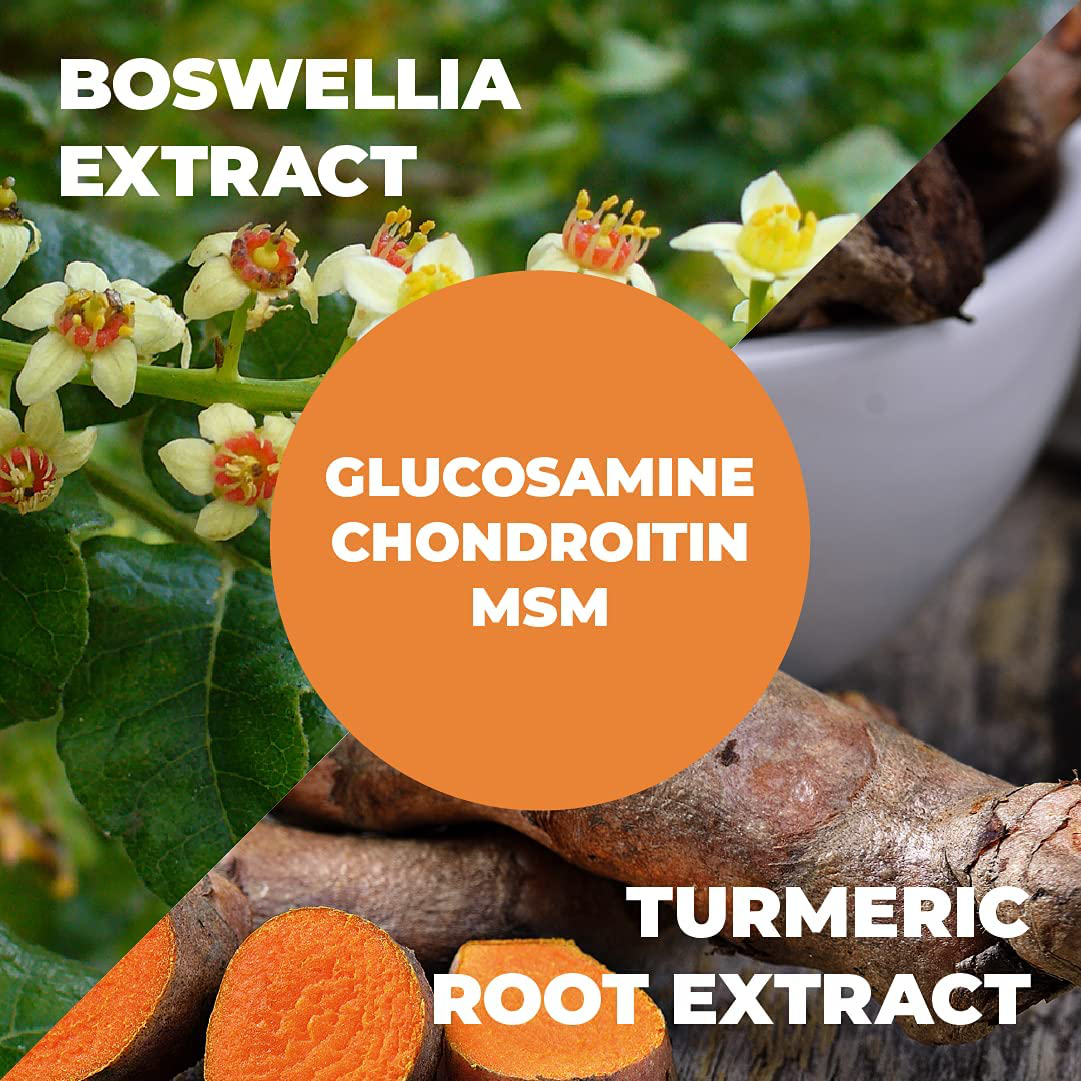 Glucosamine with Chondroitin Turmeric MSM Boswellia. Supports Occasional Joint Discomfort Relief. Helps Inflammatory Response, Antioxidant Properties. Supplement for Back, Knees, Hands. 90 Capsules