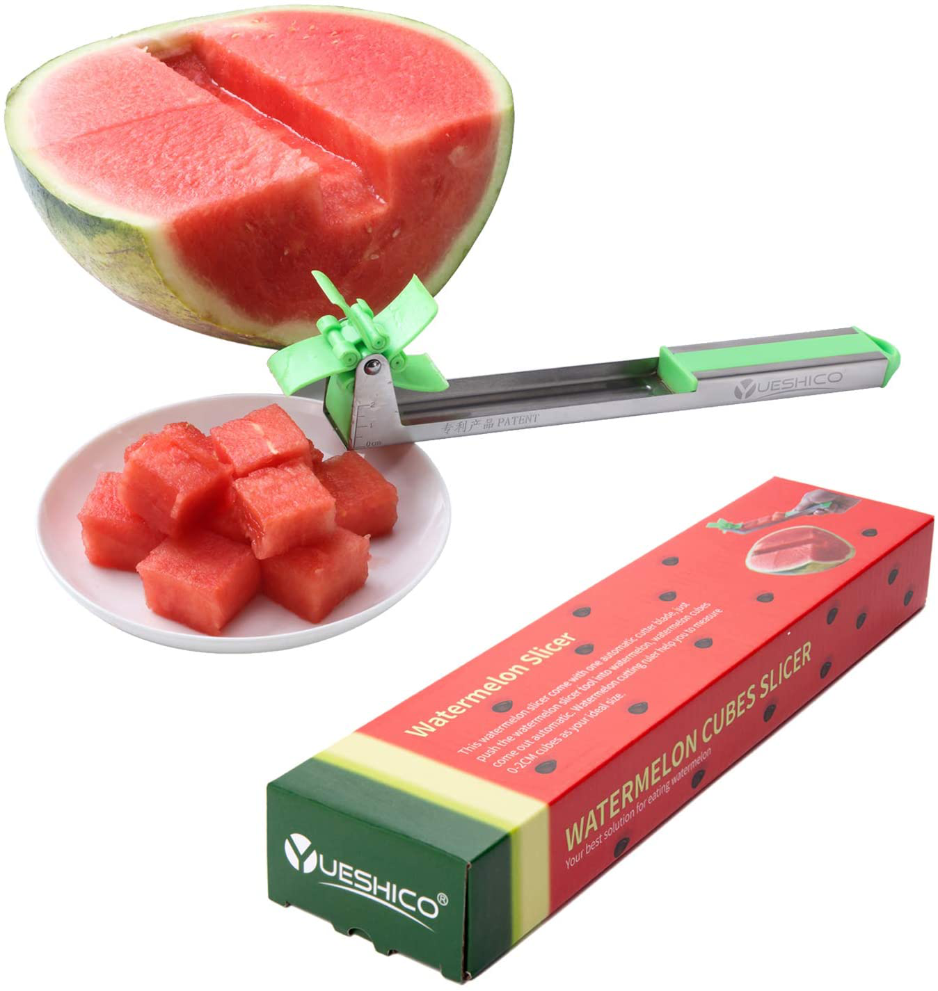 Yueshico Stainless Steel Watermelon Slicer Cutter Knife Corer Fruit Vegetable Tools Kitchen Gadgets with Melon Baller Scoop Extra