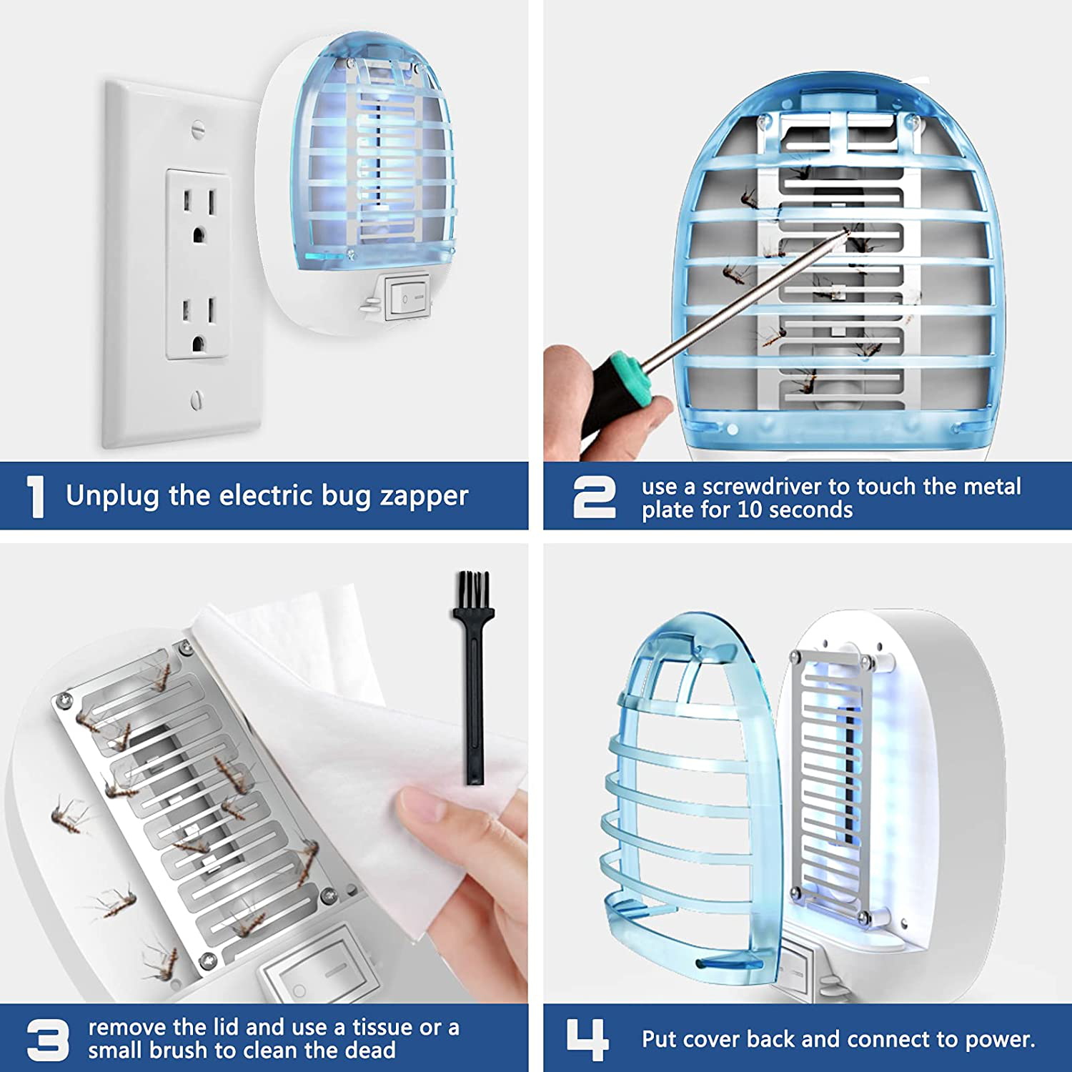 Kaocomo Bug Zappers Indoor Plug in, Electric Fly Zapper Mosquito Killer,Fly Trap with Blue Light for Kitchen,Room,Bedroom Home,Baby,Office 2 Packs