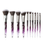 Makeup Brushes Crystal Handle Set, Tenmon 10 PCS Crystal Transparent Handle Kabuki Powder Foundation Brush Concealer Eye Shadow Eyeliner Eyebrow Brush (Green) (Purple)