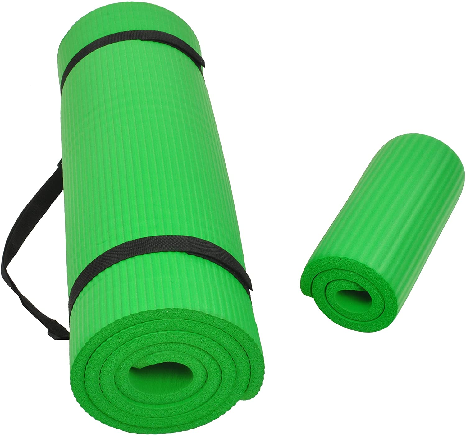 All-Purpose 1/2-Inch Extra Thick High Density Anti-Tear Exercise Yoga Mat and Knee Pad with Carrying Strap