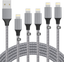 5 Pack [1/3/3/5/5FT] iPhone Charger,Lightning Cable [Mfi Certified]  iPhone Charger Cable Cord Nylon Braided Fast Charging Data Transfer Cord