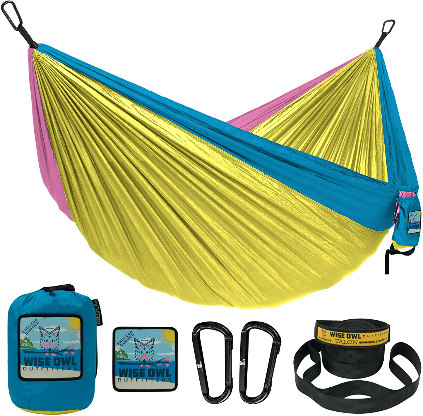 Wise Owl Outfitters Camping Hammocks - Portable Hammock Single or Double Hammock for Outdoor, Indoor W/ Tree Straps - Backpacking, Travel, and Camping Gear