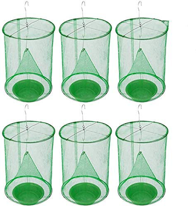 6 Pack Outdoor Ranch Fly Trap, Reusable Hanging Fly Traps Cages