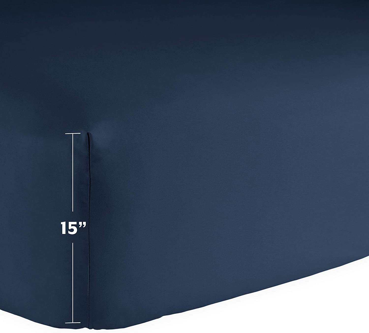Bare Home Fitted Bottom Sheet Twin - Premium 1800 Ultra-Soft Microfiber - Deep Pocket (Twin, Dark Blue)