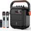 JYX Karaoke Machine Portable Microphone Speaker Set Bluetooth 5.0 Rechargeable PA System with FM Radio, Audio Recording, Remote Control, Supports TF Card/Usb