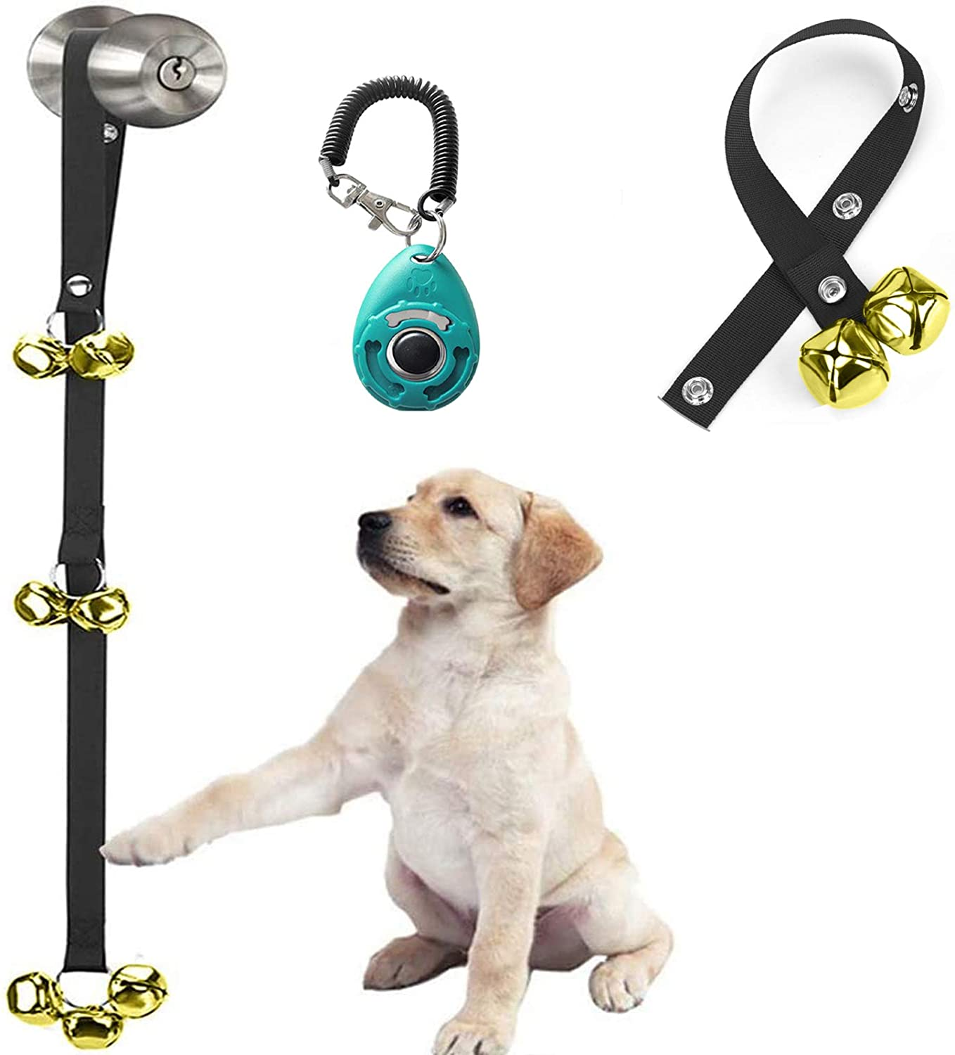 Pack of 2 Upgraded Puppy Bells Doorbells for Door Knob, Dog Bells for Potty Training-Louder Jingle, Bigger Bells for Puppies Pep Doggy Canine Pooch Pet Hound Cat, Cool Unique Gift for Dog Lover