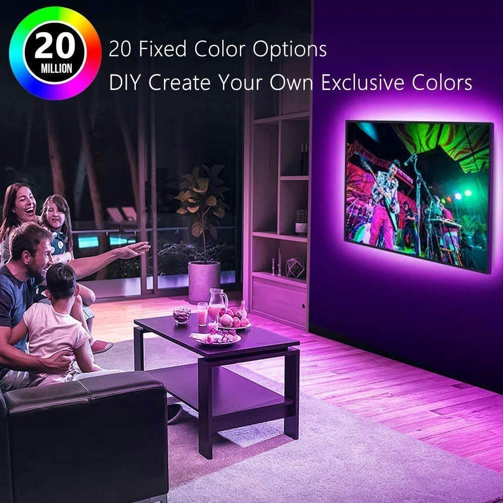 Waterproof Flexible Color Changing RGB SMD 5050 - LED Strip Light Kit with 44 Keys IR Remote Controller and 12V Power Supply