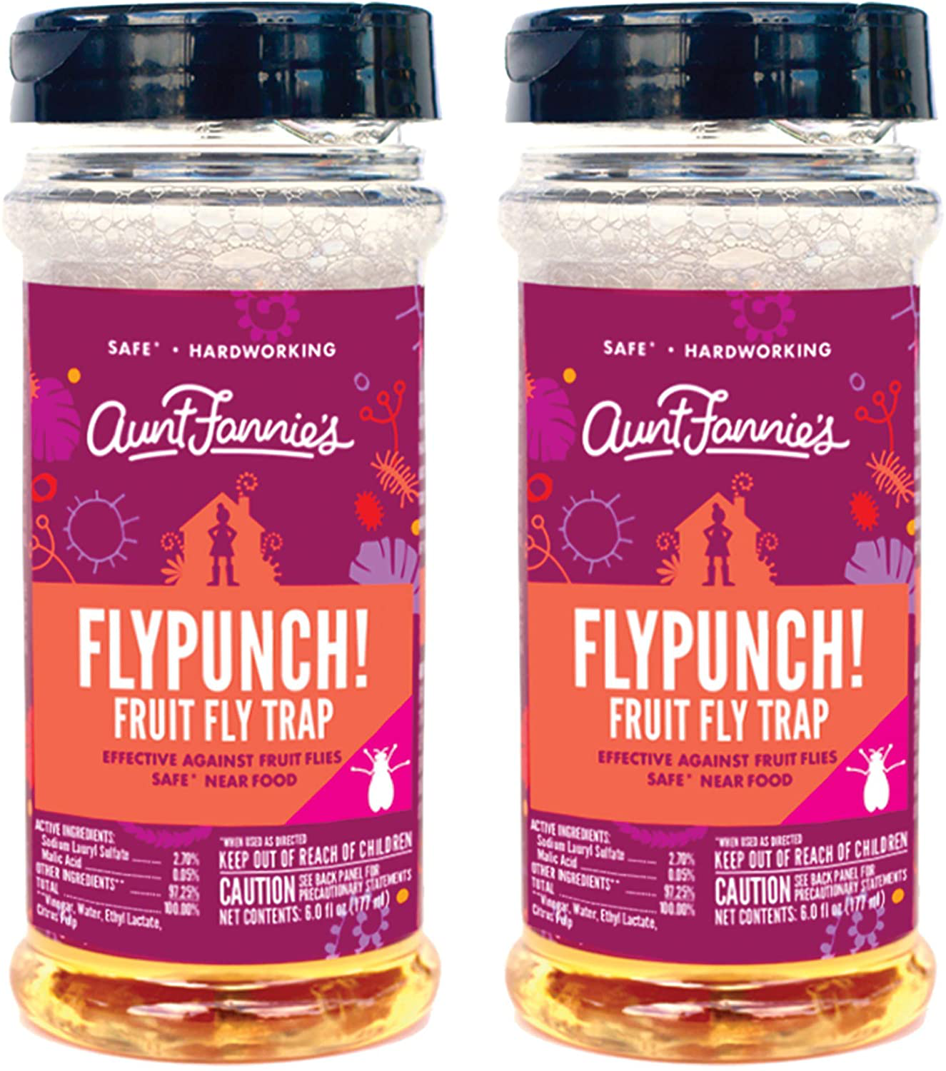 Aunt Fannie's FlyPunch - Fruit Fly Trap, Kill Fruit Flies, for Indoor Use (2-Pack)