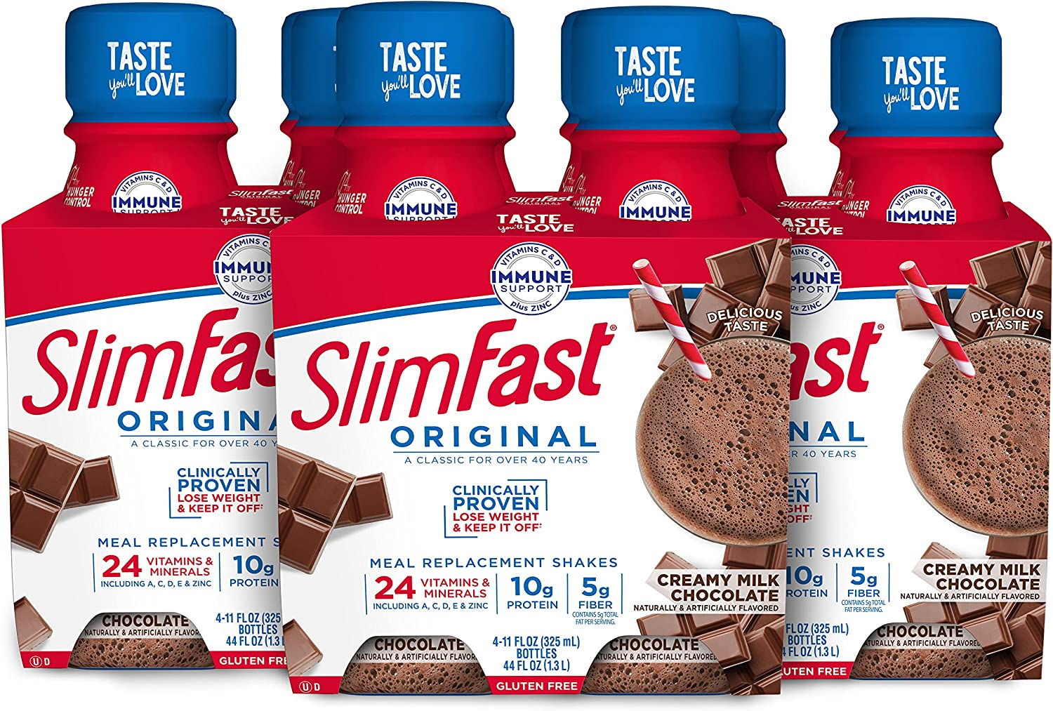 Slimfast Meal Replacement Powder, Original Creamy Milk Chocolate, Weight Loss Shake Mix, 10G of Protein, 14 Servings (Pack of 3)