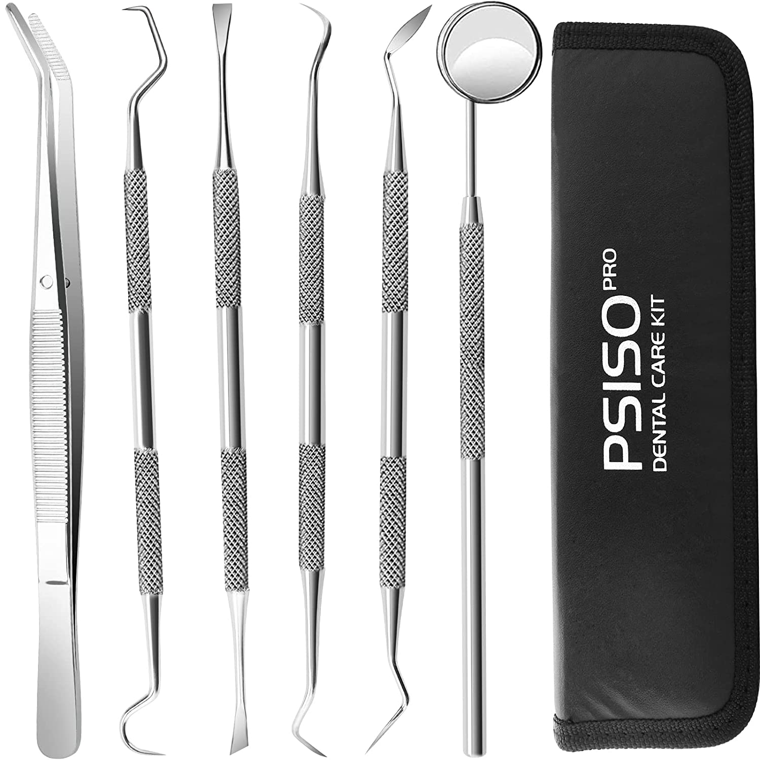 Dental Tools, 5 Pcs Professional Dentist Picks for Teeth Cleaning, Stainless Steel Teeth Cleaner Kit Plaque Remover, Dental Scaler Hygiene Set Oral Care Tools, Tooth Scraper Plaque Tartar Remover